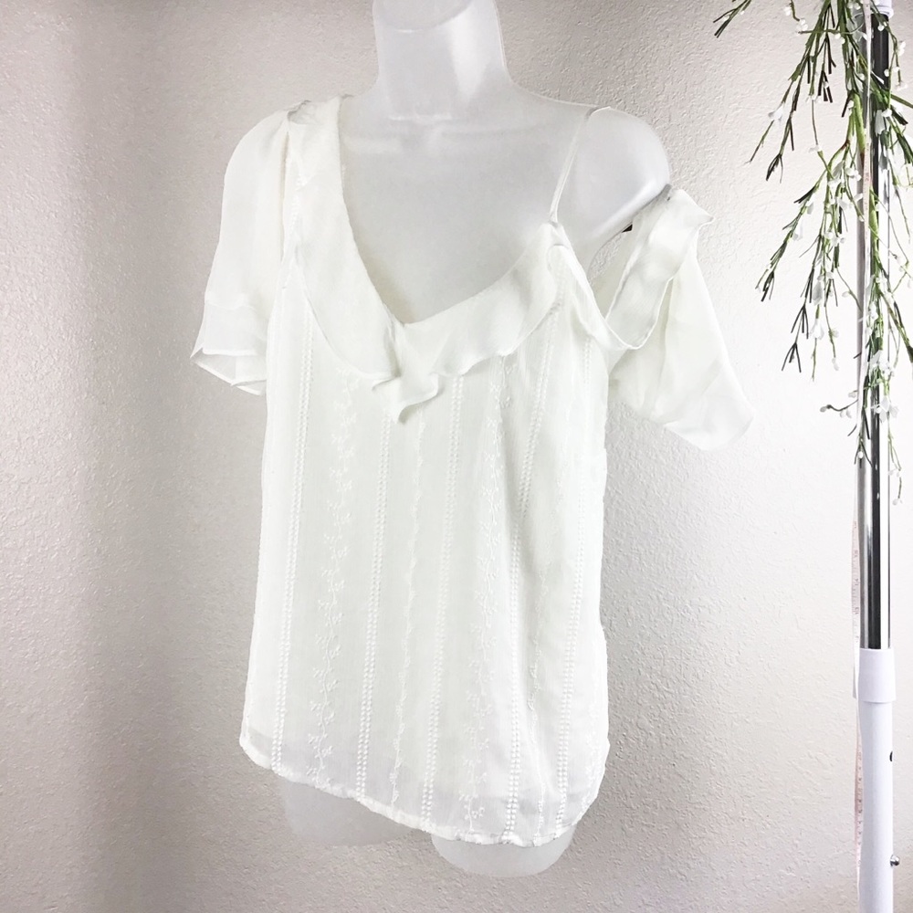 1.State | Ruffle One Shoulder Embroidered Top - Picture 3 of 8